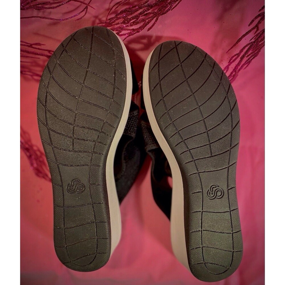 ~CLARKS CLOUDSTEPPERS…COMFORTABLE WEDGE HEEL…BLACK CANVAS…SZ 10…NEW~